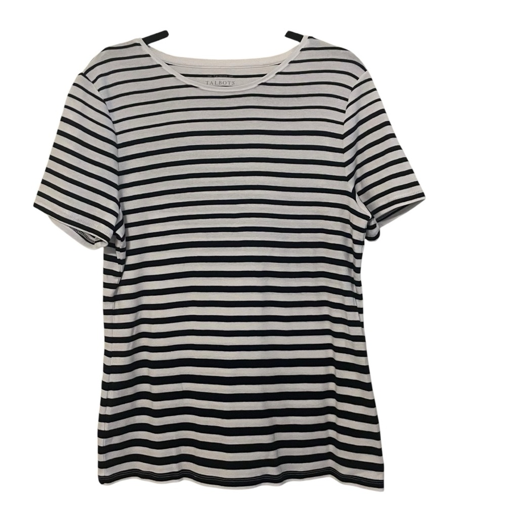 Talbots Blue White Shirt Sleeve T‎ Shirt Large